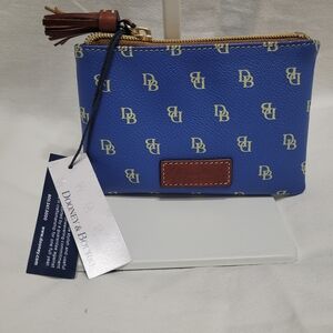 Dooney & Bourke Blue and Gold Monogram Pouch